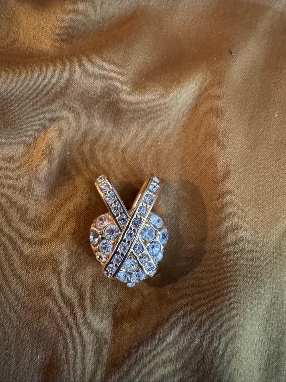 Crystal Heart V Pendant Necklace- Sparkling Clear Stones